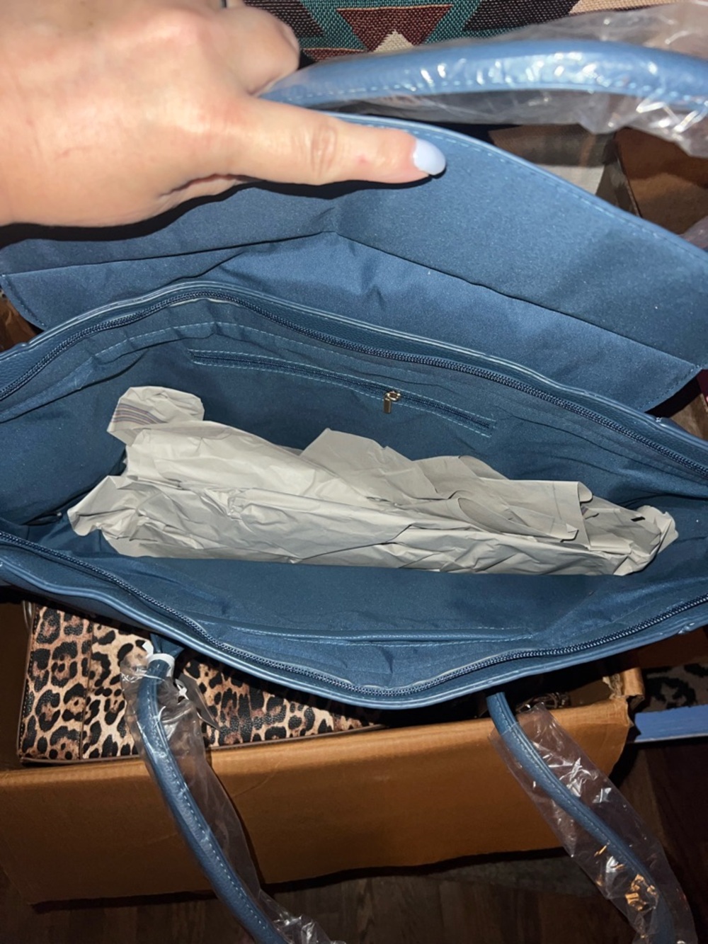 Alyssa Women's Laptop Tote Bag in Slate Blue - Picture 6 of 6